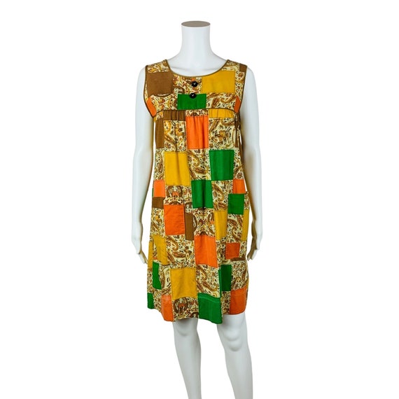 Vintage 1960s House Dress Patchwork Print Handmad… - image 2