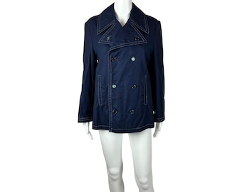 Chaqueta estilo gabardina vintage de los años 70 para mujer, color azul marino mediano, estilo náutico, de Europe Craft