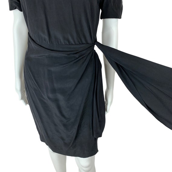 Vintage 1990s Black Silk Dress Wrap Style Timeles… - image 3