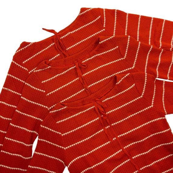 Vintage 70s Striped Sweater Women's XXS Burnt Ora… - image 2