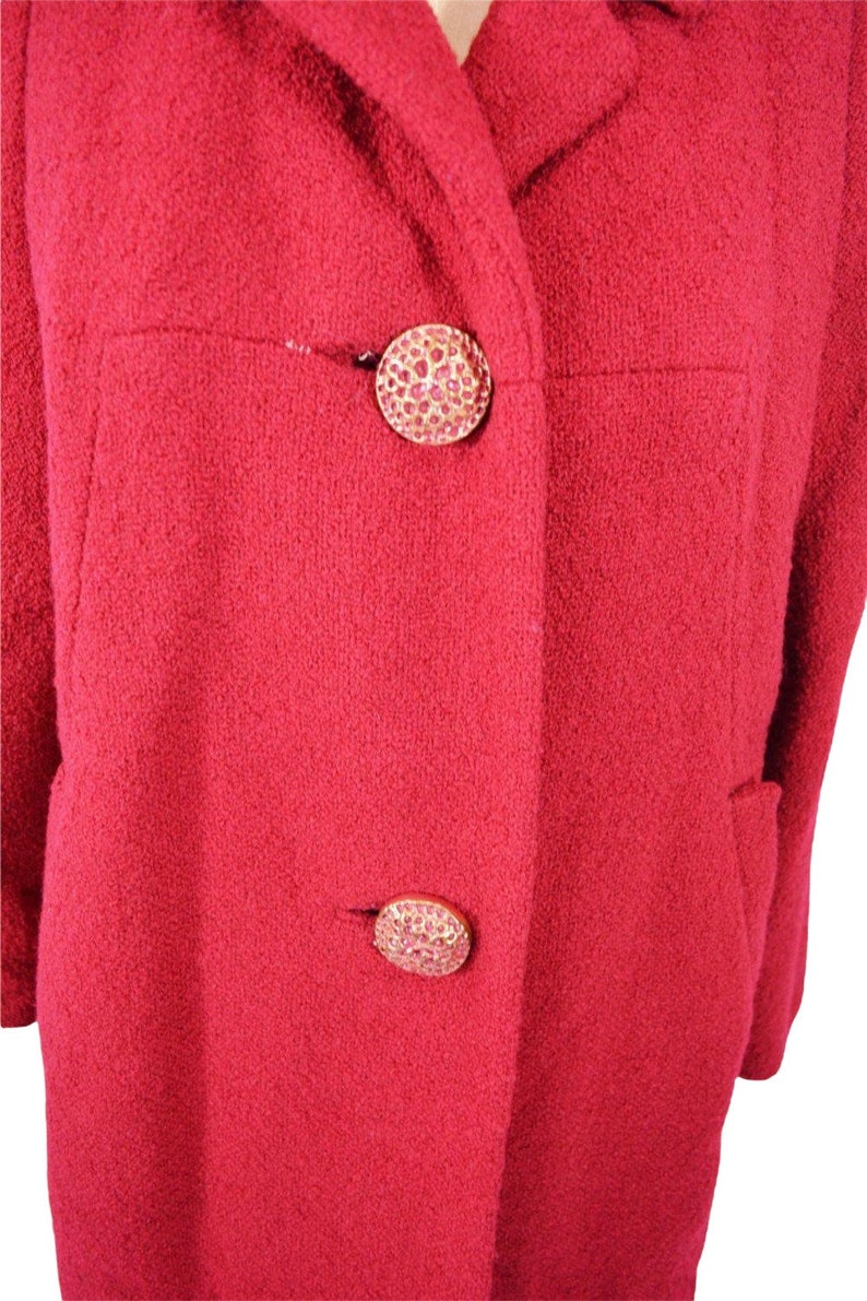 Vintage 1950s Bright Coat Raspberry Zelinka Matlick Textured - Etsy UK