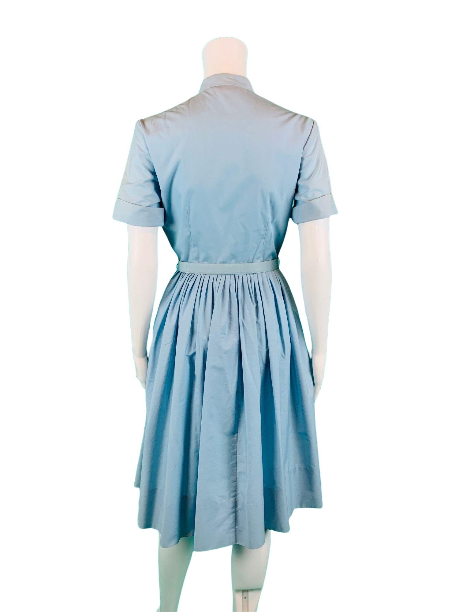 Vintage 1960s Shirtdress Light Blue Ruffle Full Skirt Dress | Etsy
