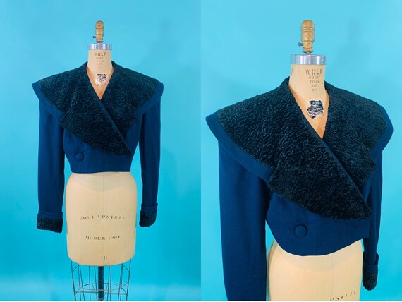 Vintage 1940s Style Jacket | AV VIlento Blue Black