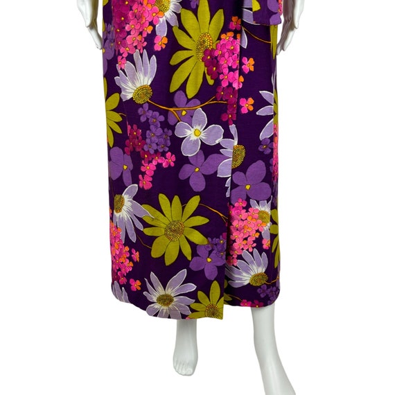 Vintage 70s Floral Skirt Women's Small Purple Bar… - image 5