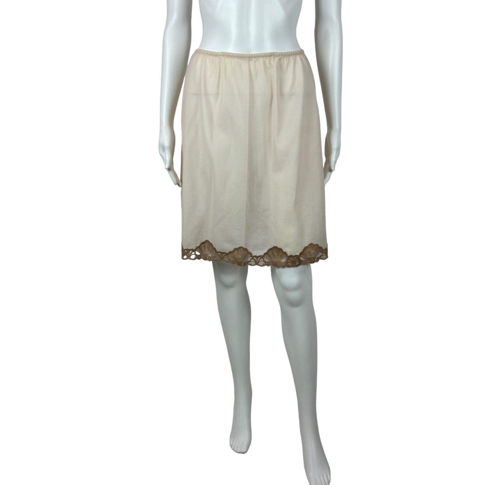 vintage エミリオプッチ キャミソール　60s 70s Vintage 60s Half Slip Women's Large Cream Brown Inset Lace Emilio