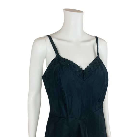 Vintage 40s 50s Black Slip Dress Barbizon Eyelet … - image 3