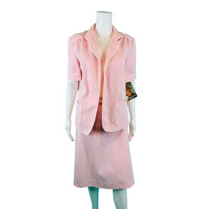 Vintage 80s Suit Set Womens XL Pink Polyester Outfit Deadstock Florence Henderson