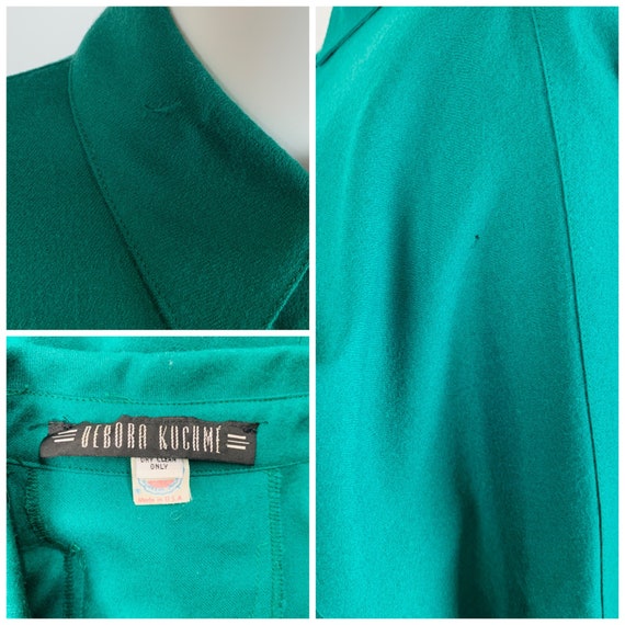 Vintage 1980s Emerald Green Shirtdress Dolman Sle… - image 10