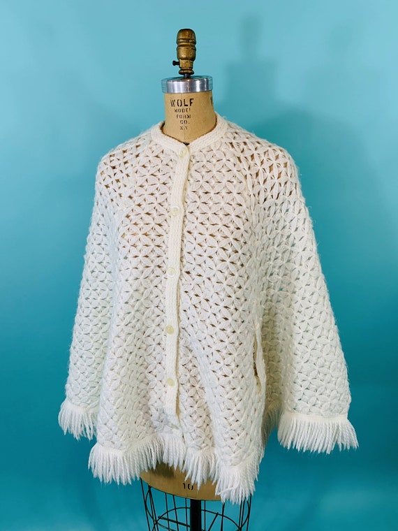 1960s Alex knit cape Vintage 60s cape Vintage black white diamond print cape