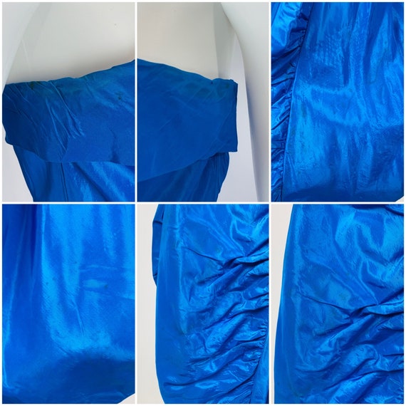 Vintage 50s Sapphire Dress Rhinestone Straps Blue… - image 10