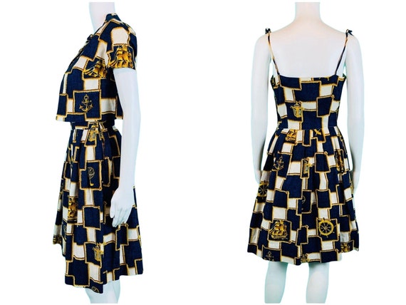 Vintage 1950s Nautical Novelty Print Dress Capele… - image 9