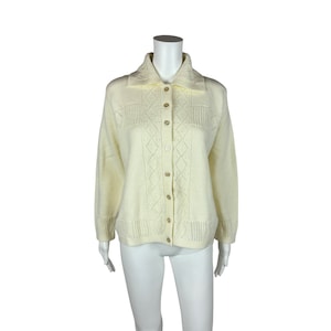 Vintage 60s Cream Cardigan Diamond Shapes Wintuk Sweater