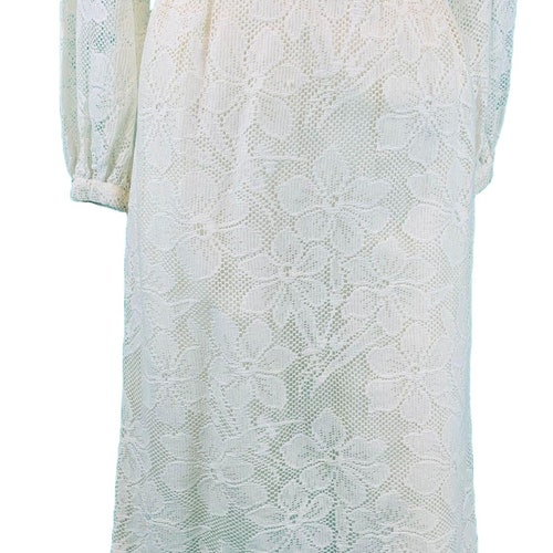Vintage 1960s Lace White Floral Mini Party Dress | shops W 26