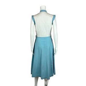 Vintage 1940s Cotton Dress Women's Small Blue White Eyelet Sundress Clear Buttons image 9