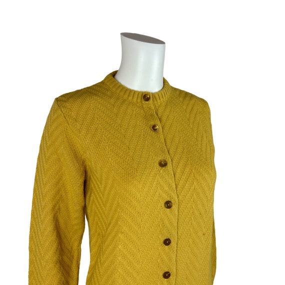 Vintage 70s Mustard Cardigan Women's Small Deadst… - image 3