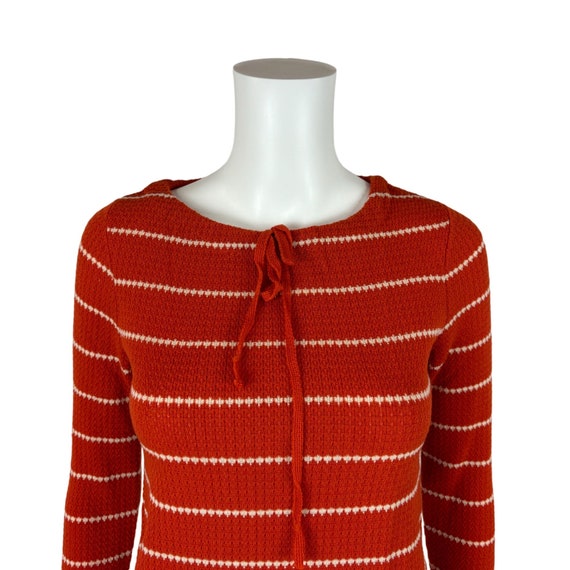 Vintage 70s Striped Sweater Women's XXS Burnt Ora… - image 4