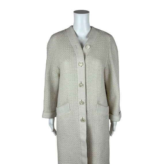 Vintage 70s Cable Knit Coat Women's Small Cream B… - image 3