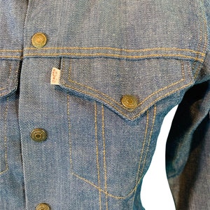 Vintage 1960s Denim Jacket Levi's Snap Button Light Blue Shirt B 37 image 5