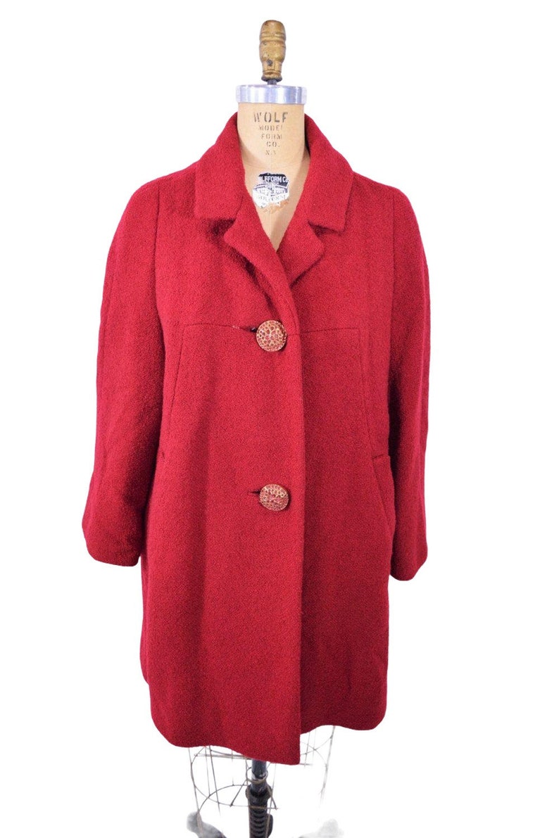 Vintage 1950s Bright Coat Raspberry Zelinka Matlick Textured - Etsy UK