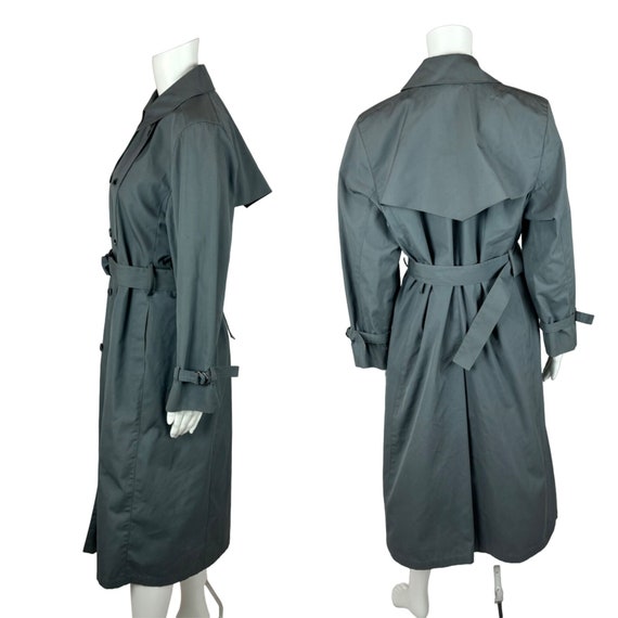 Vintage 70s Trench Coat Women's 6 Gray Plaid Line… - image 9