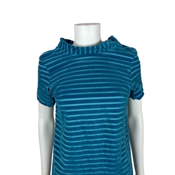 Vintage 60s Velvet Mini Dress Womens Medium Mod T… - image 3