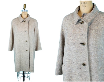 Vintage 1960s Tweed Coat Beige Autumnal Colors Overcoat | B 45"