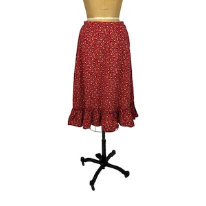 Vintage 70s Prairie Skirt Womens XS Star Floral Print Hippie Red Blue