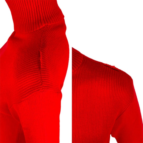 Vintage 70s Turtleneck Solid Red Women's Acrylic … - image 10