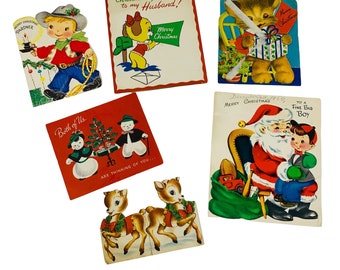 Vintage 1950s Christmas Greeting Cards - Used