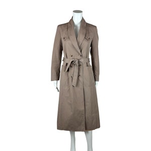 Vintage 70s Trench Coat Women&#39;s Medium Taupe Large Pockets Light Jacket