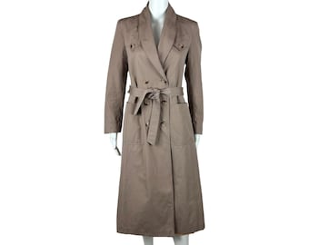 Vintage 70s Trench Coat Women's Medium Taupe Large Pockets Light Jacket