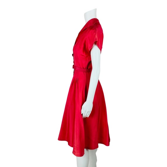 Vintage 1950s Taffeta Party Dress Hot Pink Fit n … - image 4