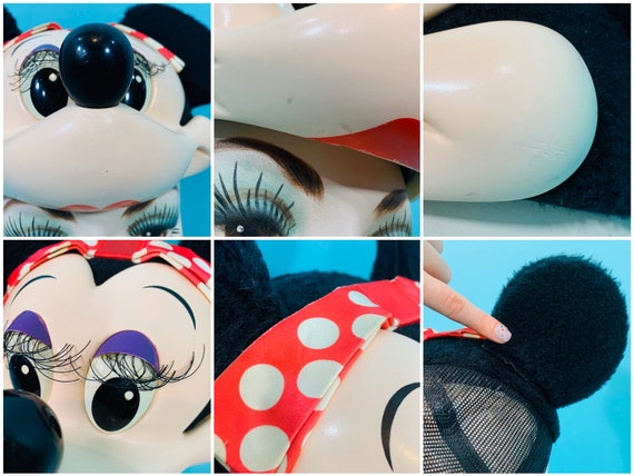 Vintage 1990s Minnie Mouse Hat Disney Ears Face B… - image 9