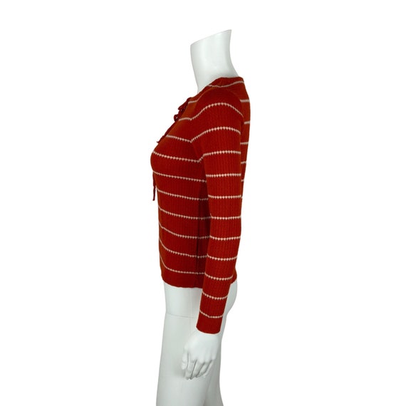 Vintage 70s Striped Sweater Women's XXS Burnt Ora… - image 6