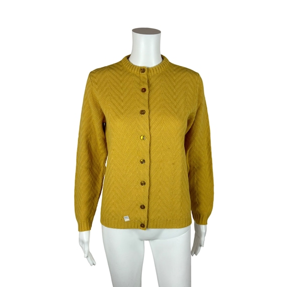 Vintage 70s Mustard Cardigan Women's Small Deadst… - image 1