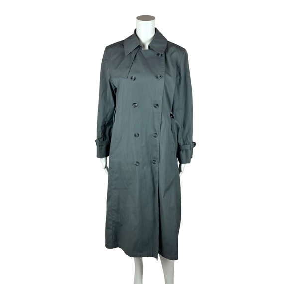 Vintage 70s Trench Coat Women's 6 Gray Plaid Line… - image 2