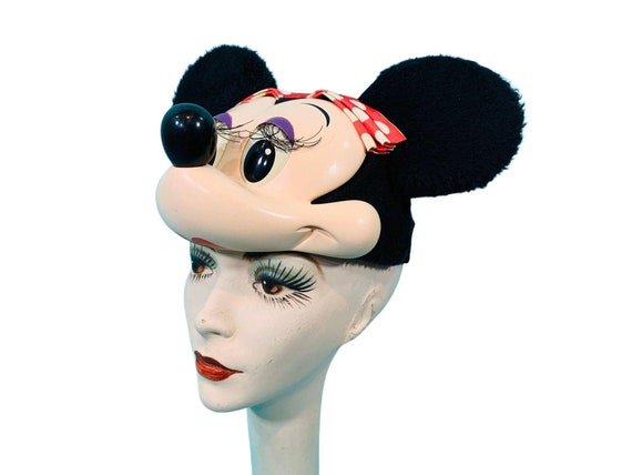 Vintage 1990s Minnie Mouse Hat Disney Ears Face B… - image 3