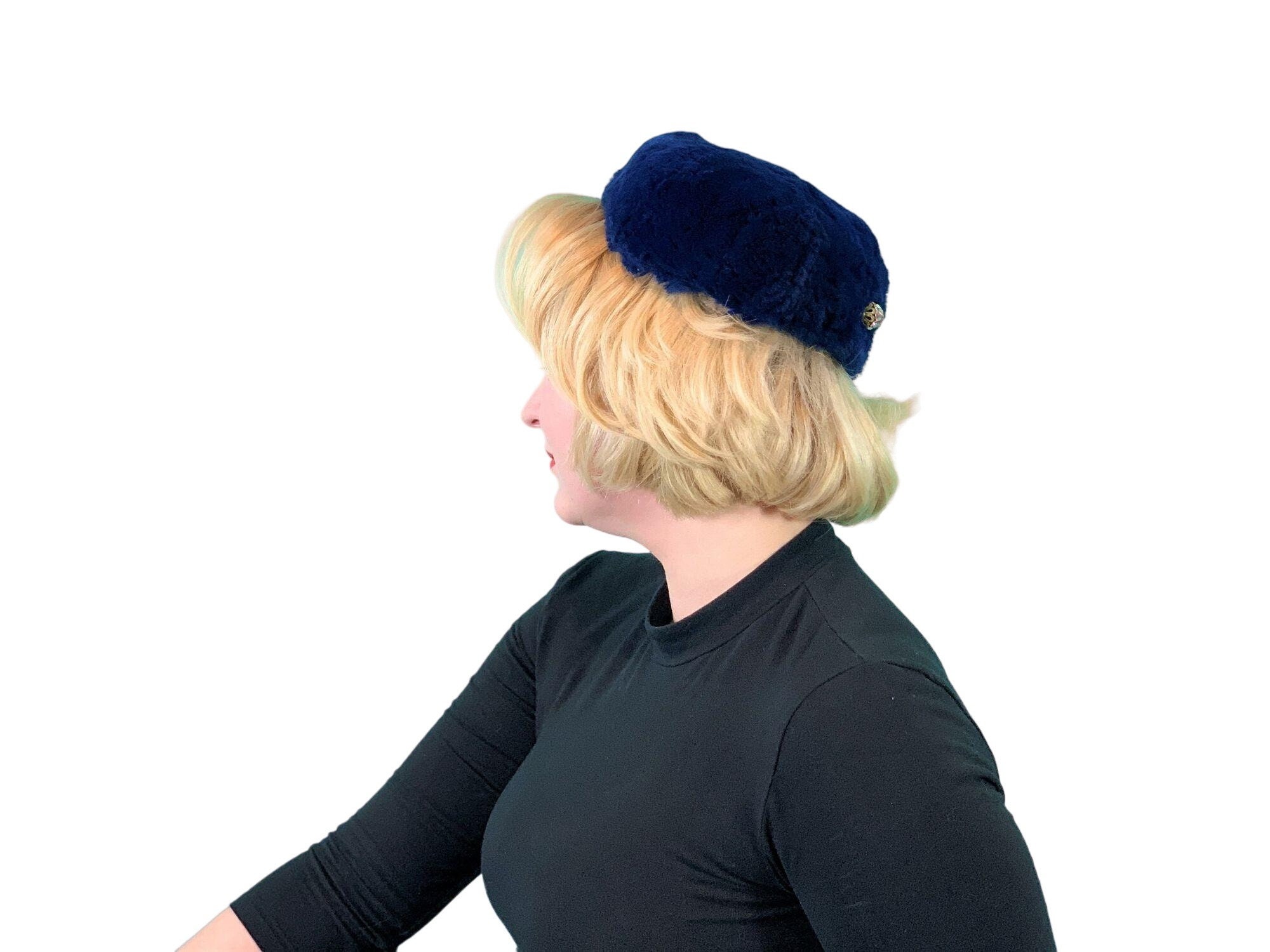 Vintage 1960s Faux Fur Hat Mod Colby Blue Round Cap Vintage 1960s Faux Fur Hat Mod Colby Blue Round Cap - Etsy main image 2