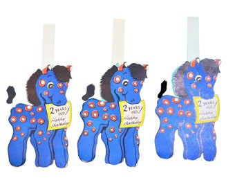 Vintage 1950s 2 Years Old Birthday Party Paper Horse Banner Set Decor
