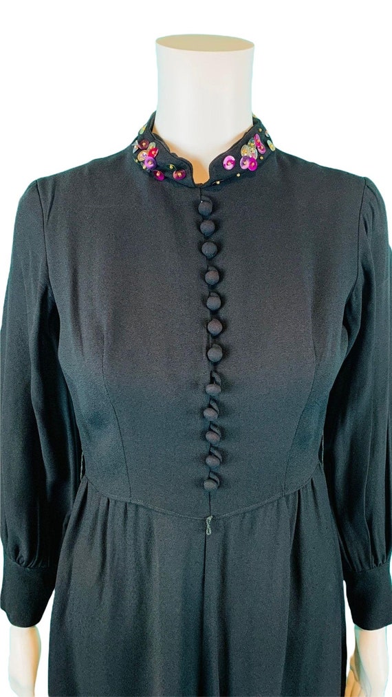 Vintage 1970s Black Jumpsuit 70s Does 40s Long Sl… - image 3