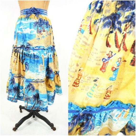 Vintage 1970s Hawaiian Skirt | Tropical Novelty Pr