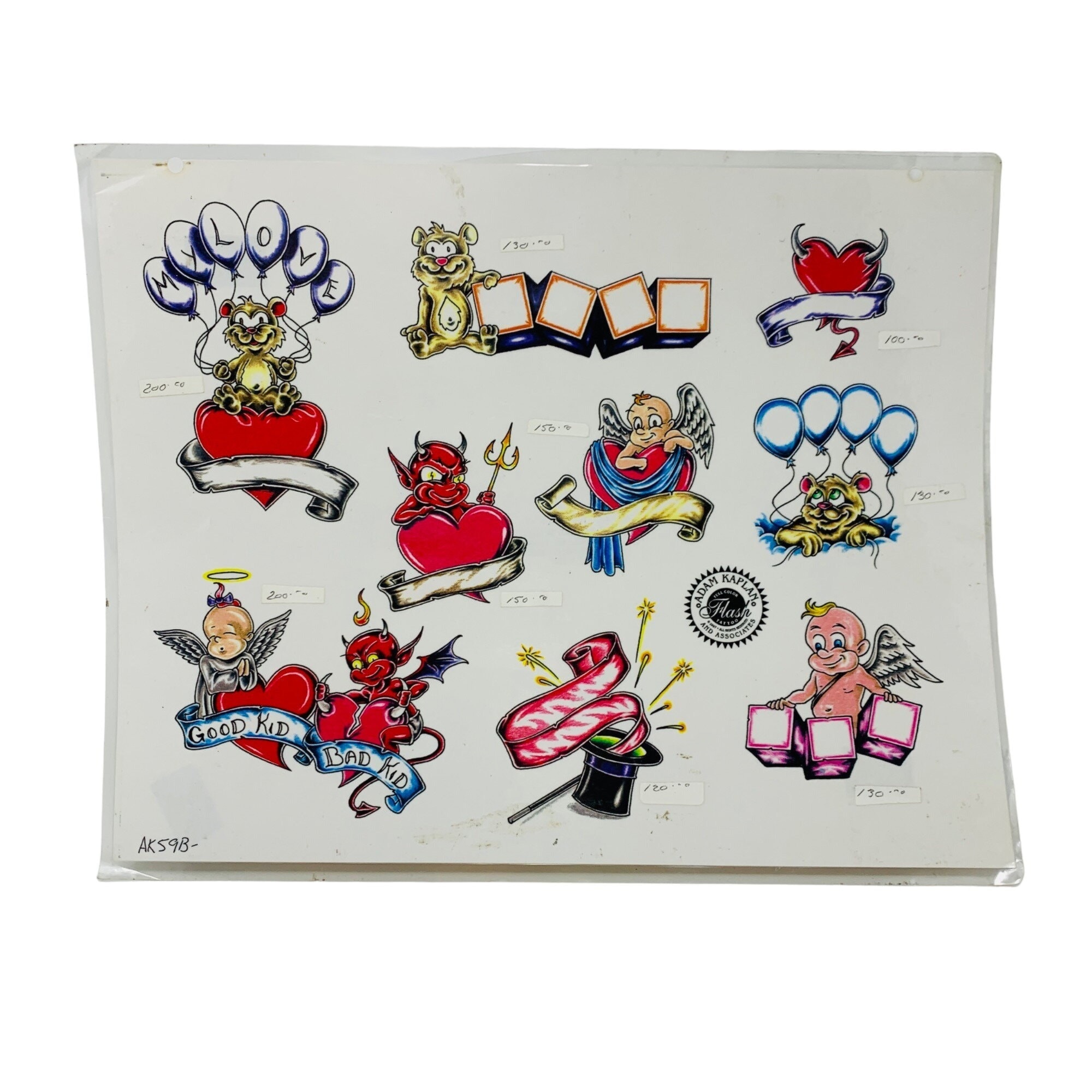 Adam Kaplan Full Color Tattoo Flash Art 1997 Angels Devils Bears