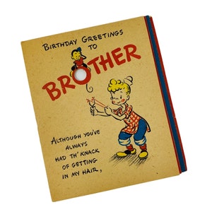 Vintage 1950s Happy Birthday Brother Greeting Card - Usado