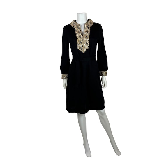 black and gold long sleeve mini dress Bebe Women's Long Sleeve Embellished Illusion Mesh Mini Dress