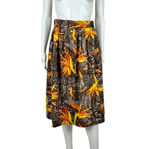 Vintage 50s Hawaiian Skirt Women&#39;s XS Bird Of Paradise Cotton Tiki Tropical Pin Up