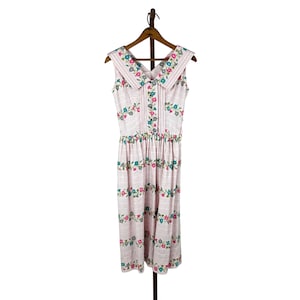 Vintage roze jaren 50 jurk dames extra kleine bloemenstreep print fit & flare-zonnejurk pin-up