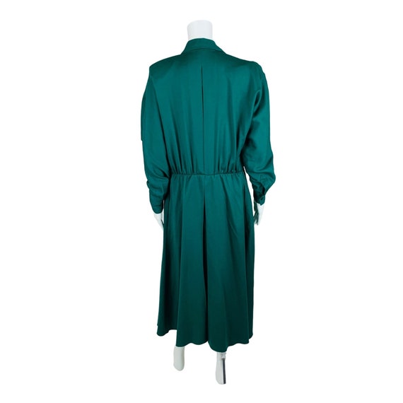 Vintage 1980s Emerald Green Shirtdress Dolman Sle… - image 9