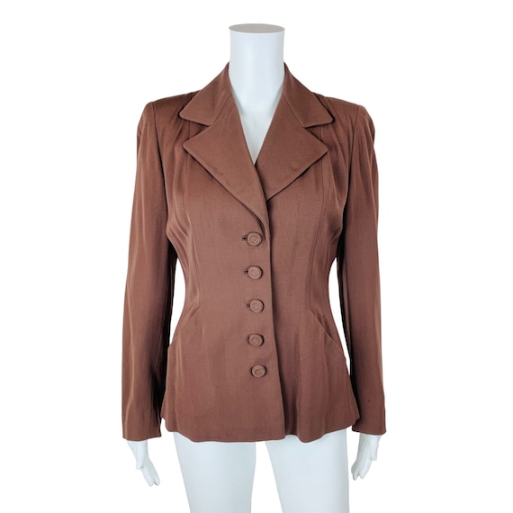 Vintage 1940s Suit Jacket Brown Wool Women's Fitted Waist Blazer Pockets W 30" Vintage 1940s Suit Jacket Brown Wool Women's Fitted Waist Blazer Pockets W 30"