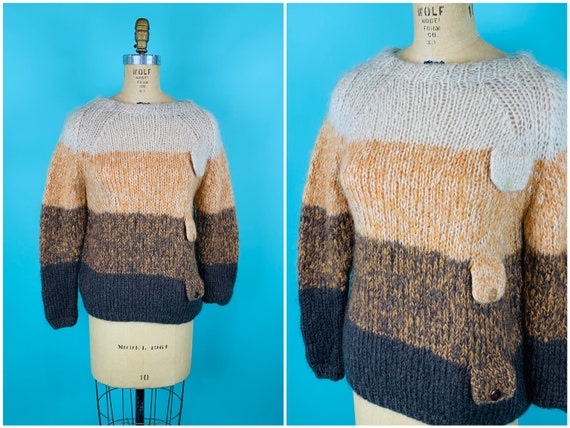 Vintage 1950s Ombre Sweater | Brown Arlene Mohair