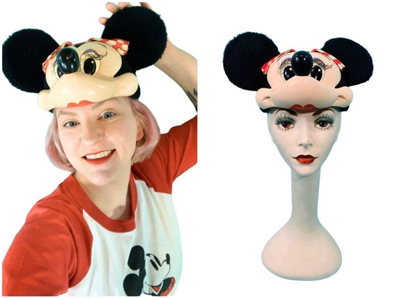 Vintage 1990s Minnie Mouse Hat Disney Ears Face B… - image 1